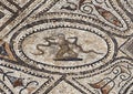 Volubilis mosaic featuring little Hercules strangling the snakes sent by Hera into his crib to kill him.