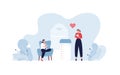 Voluenteering and beast milk donation concept. Vector flat people healthcare illustration. Female donor collect milk sitting in Royalty Free Stock Photo