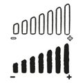 Volume bars icon. Hand drawn levels. Signal strength Vector. Brushstroke indicator design. Royalty Free Stock Photo
