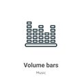 Volume bars outline vector icon. Thin line black volume bars icon, flat vector simple element illustration from editable music Royalty Free Stock Photo