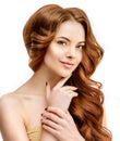 Volume beuty hair. Young Model Woman with shiny voluminous wavy Royalty Free Stock Photo