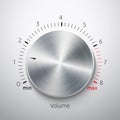 Volume button metal texture steel chrome. Music knob sound level. Sound panel tuner interface Royalty Free Stock Photo