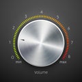 Volume button metal texture steel chrome. Music knob sound level. Sound panel tuner interface Royalty Free Stock Photo