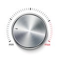 Volume button metal texture steel chrome. Music knob sound level. Sound panel tuner interface Royalty Free Stock Photo