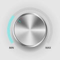 Volume button (music knob) with metal texture. Metal audio control dial switch level scale. Analog Rotary Switch. Vector Royalty Free Stock Photo