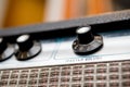Volume control concept, guitar amplifier knobs detail Royalty Free Stock Photo
