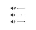 Volume control icon set. Level sound control illustration symbol. Sign mute music vector Royalty Free Stock Photo