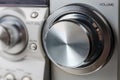 Volume control knob of home music system close-up Royalty Free Stock Photo