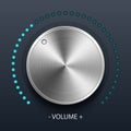 Volume control with radial metal texture on dark background