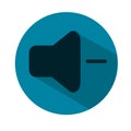 Volume down media player icon illustration. Blue flat icon. Vector illustration