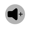 Volume down media player icon illustration. Volume plus icon. Black and gray icon. Vector illustration