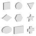 Volume geometric shapes. Set of vector illustrations.