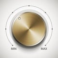 Volume knob with gold texture, realistic vector Royalty Free Stock Photo