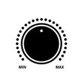 Volume knob level icon. Vector control icon. Sound control symbol. Music knob black vector sign. Dial knob icon Royalty Free Stock Photo