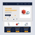 Volume measurement flat landing page website template. Height measurement, area measurement, time measurement. Web