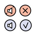 Volume Mute Icon Symbols. Adjustment Button Pictogram. Multimedia adjusting symbol