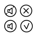 Volume Mute Outline Icon Symbols. Adjustment Button Linear Pictogram. Multimedia adjusting symbol