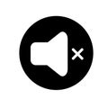 Volume off media player icon illustration. No sound icon. Black and white icon. Vector illustration