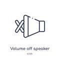 volume off speaker icon from music and multimedia outline collection. Thin line volume off speaker icon isolated on white