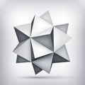 Volume polyhedron gray star, 3d object, geometry shape, mesh version, abstract vector element for you design project