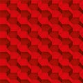 Volume realistic vector cubes texture, red geometric seamless tiles pattern, design background for you projects Royalty Free Stock Photo