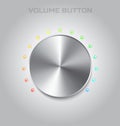 Volume settings button. Metal or steel texture. Chrome music and Royalty Free Stock Photo