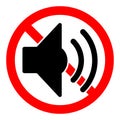 Volume sound ban icon. Loud sound is prohibited. Stop volume sound icon