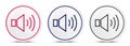 Volume speaker icon crystal flat round button set illustration design Royalty Free Stock Photo
