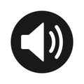 Volume speaker icon flat black round button vector illustration Royalty Free Stock Photo