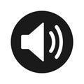 Volume speaker icon flat black round button vector illustration