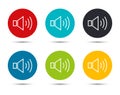 Volume speaker icon flat round button set illustration design Royalty Free Stock Photo