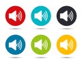 Volume speaker icon flat round button set illustration design Royalty Free Stock Photo