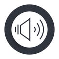 Volume speaker icon flat vector round button clean black and white design concept isolated illustration Royalty Free Stock Photo