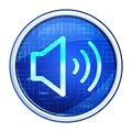 Volume speaker icon futuristic blue round button vector illustration