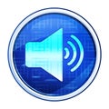 Volume speaker icon futuristic blue round button vector illustration