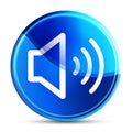 Volume speaker icon glassy vibrant sky blue round button illustration Royalty Free Stock Photo