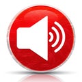 Volume speaker icon metallic grunge abstract red round button illustration