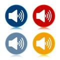 Volume speaker icon trendy flat round buttons set illustration design Royalty Free Stock Photo