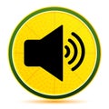 Volume speaker icon lemon lime yellow round button illustration