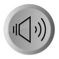 Volume speaker icon metal silver round button metallic design circle isolated on white background black and white concept Royalty Free Stock Photo