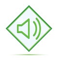 Volume speaker icon modern abstract green diamond button Royalty Free Stock Photo