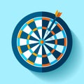 Volume Target icon in flat style on color background. Darts game. Arrow in the center aim. Vector design element for you business Royalty Free Stock Photo