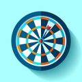 Volume Target icon in flat style on color background. Darts game. Arrow in the center aim. Vector design element for you business