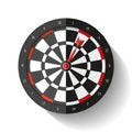 Volume Target icon in flat style on white background. Darts game. Arrow in the center aim. Vector design element for you business Royalty Free Stock Photo