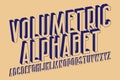 Volumetric alphabet. Monochrome letters font. Isolated english alphabet in retro style