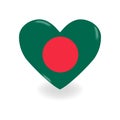 Volumetric Bangladesh Heart on white background casts shadow, vector Royalty Free Stock Photo