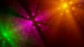 Volumetric colorful light rays in smoke background