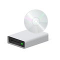 Volumetric disk drive with compact disc icon for personal computer Royalty Free Stock Photo