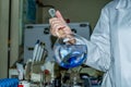 Volumetric Flask & Funnel, Medical Laboratory Royalty Free Stock Photo