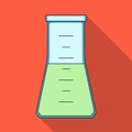 Volumetric flask with liquid.Medicine single icon in black style vector symbol stock illustration web. Royalty Free Stock Photo